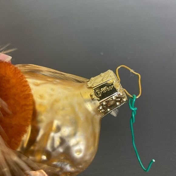 Vintage Old World Christmas Ornament Glass Santa with Feather Gold Red 5.5" - Picture 10 of 11